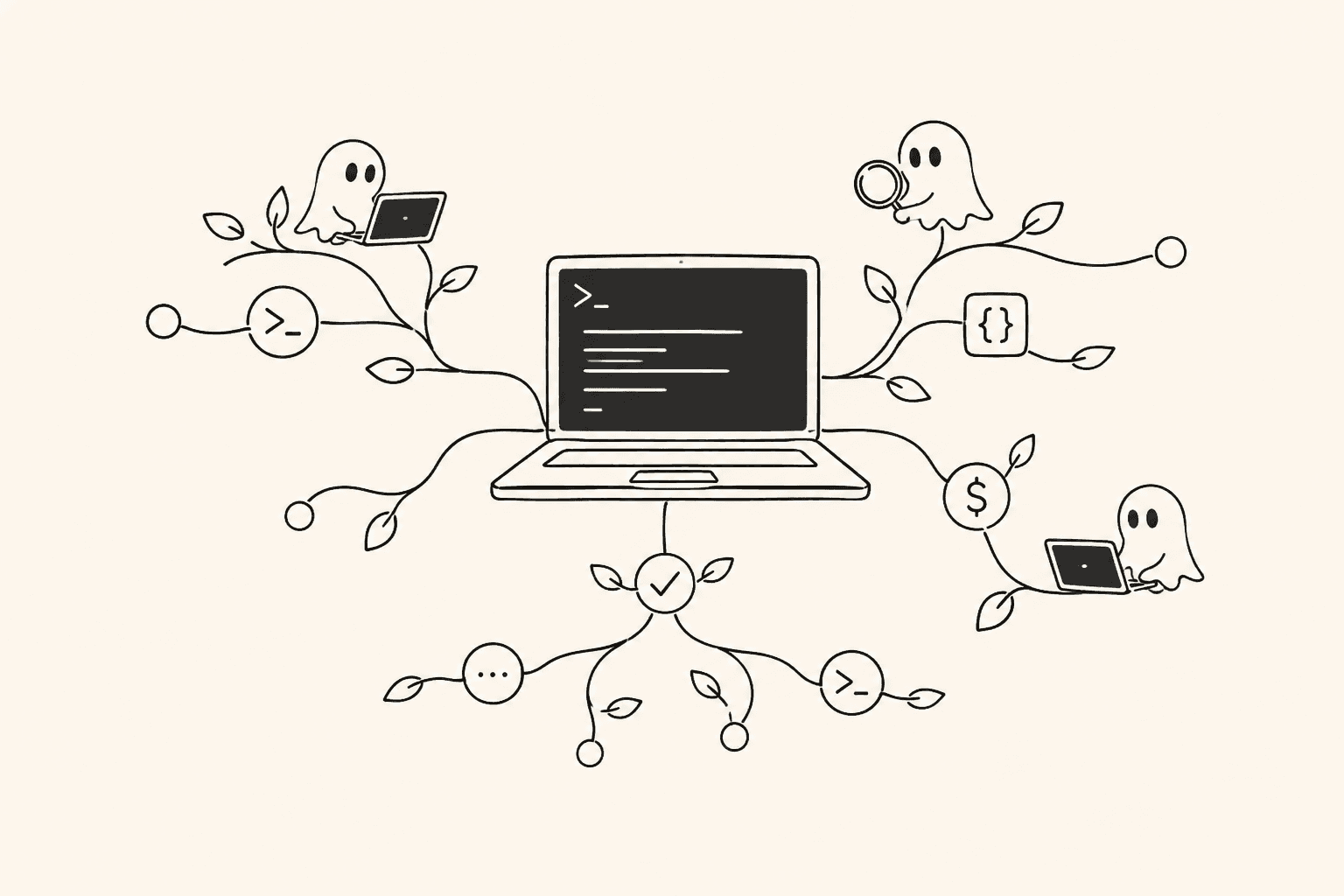 The Agentastic dev CLI connecting agents, terminal commands, browser inspection, scheduled tasks, and automation