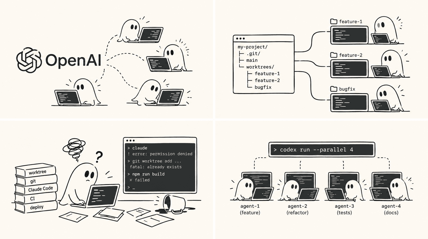 OpenAI and Claude Code workflows compared across parallel agents and Git worktrees