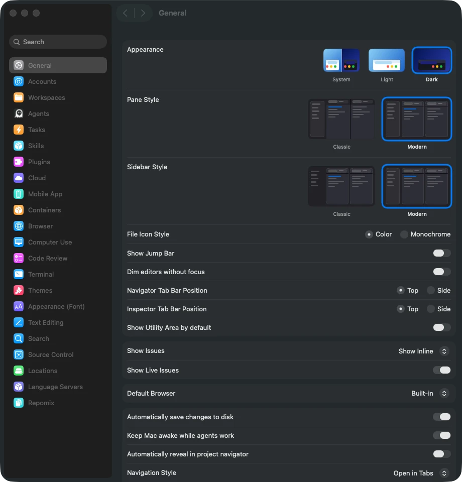 Agentastic General settings showing the Keep Mac awake while agents work option