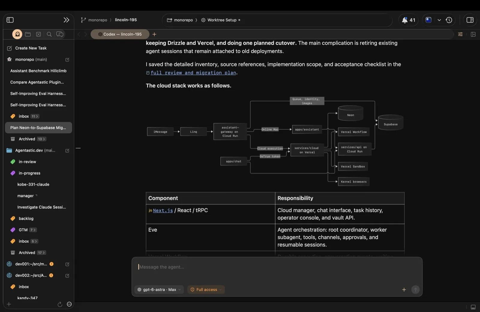 A Mermaid flowchart rendered inline in an Agentastic markdown document
